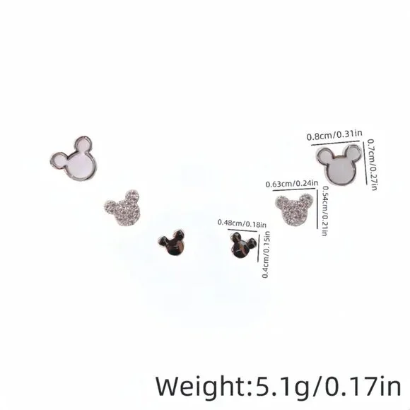 NWT Set of 3 Mickey Mouse Earrings  Gold or Silver - Picture 2 of 5